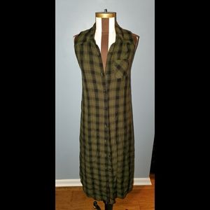 Extra long Sleeveless Flannel
